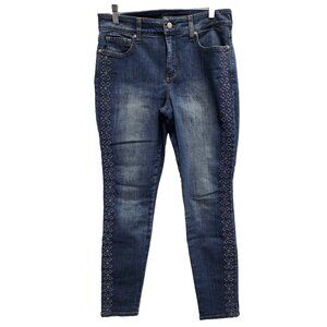 NYDJ Women Ami Legging Jeans Size 10 Blue Embroidered Leg Lift & Tuck Technology